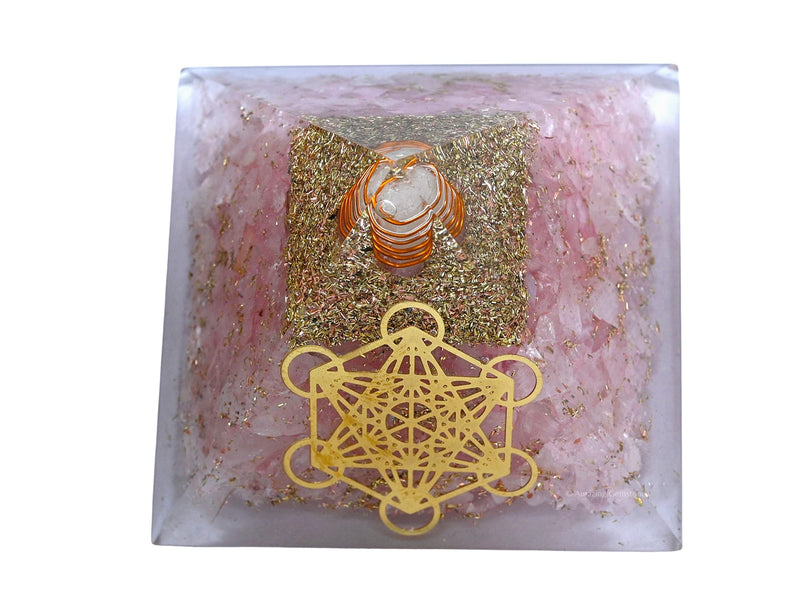 [Australia] - Large Orgone Pyramid | Rose Quartz Pyramid Crystal | Metatron Orgonite Pyramid | Organ Pyramids Positive Energy Healing Metatron Cube 