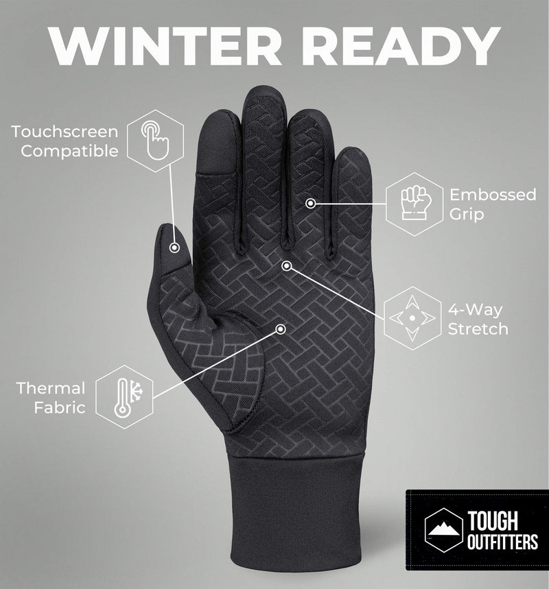 [Australia] - Running Gloves with Touch Screen - Winter Glove Liners for Texting, Cycling - Thin & Lightweight Cold Weather Thermal Gloves X-Small/Small 