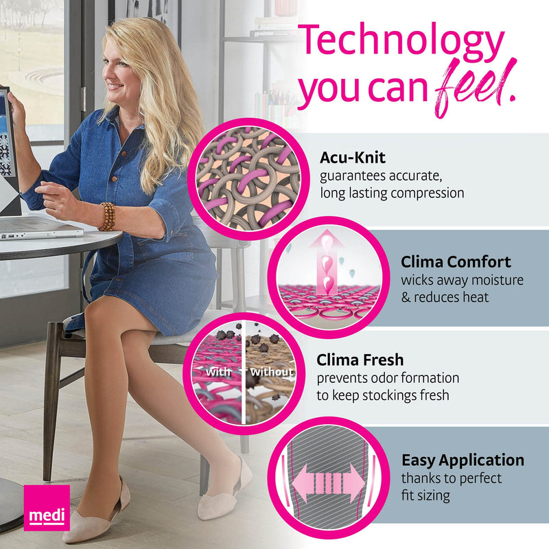 [Australia] - mediven Comfort for Women, 15-20 mmHg, Calf High Compression Stockings, Closed Toe Natural Size 2 (Pack of 2) 