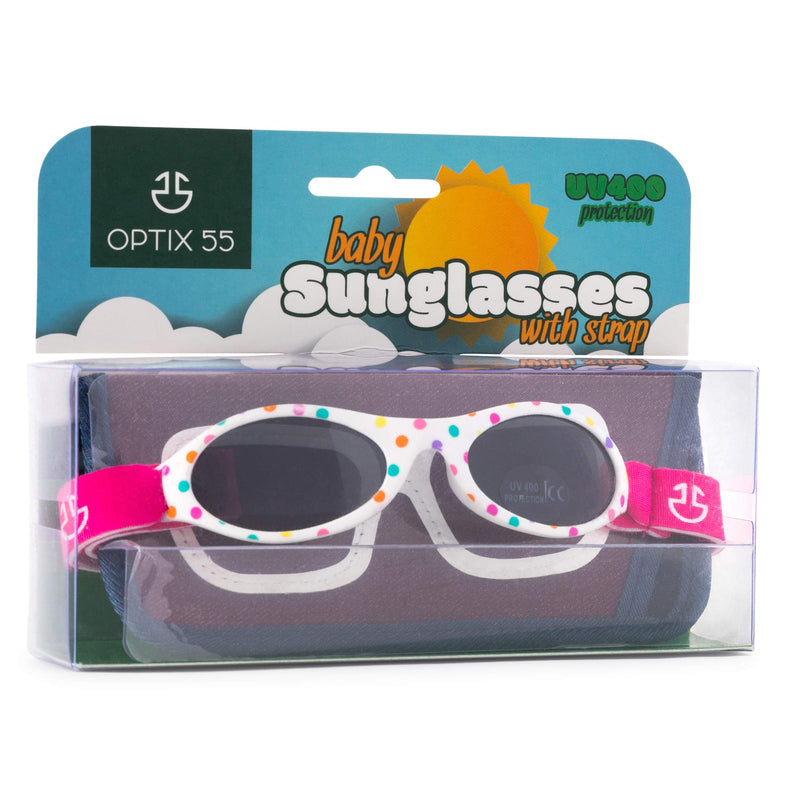 [Australia] - Baby Sunglasses with Strap - Infant Sunglasses, Toddler Boy & Girl 0-12 month - Age 3, UV 400 White 
