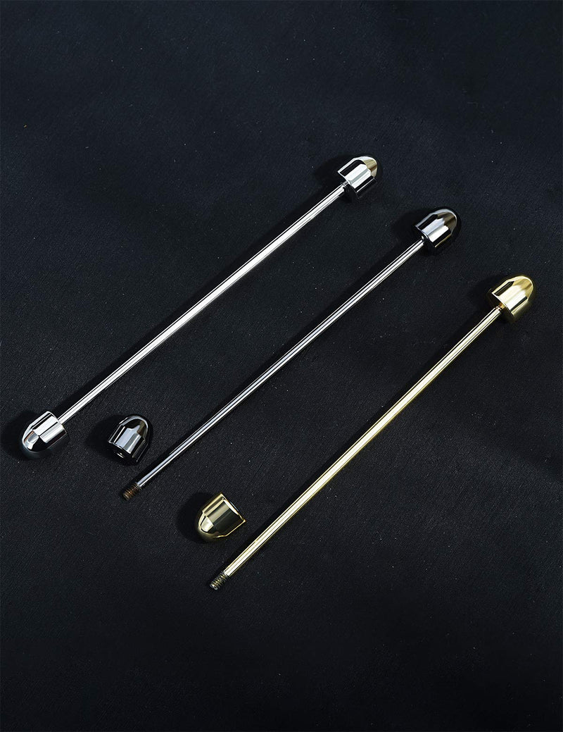 [Australia] - VVCome 3PCS Men's Classic Brass Shirt Collar Bar Tie Pins Set for Wedding Business with Gift Box Bullet Head 