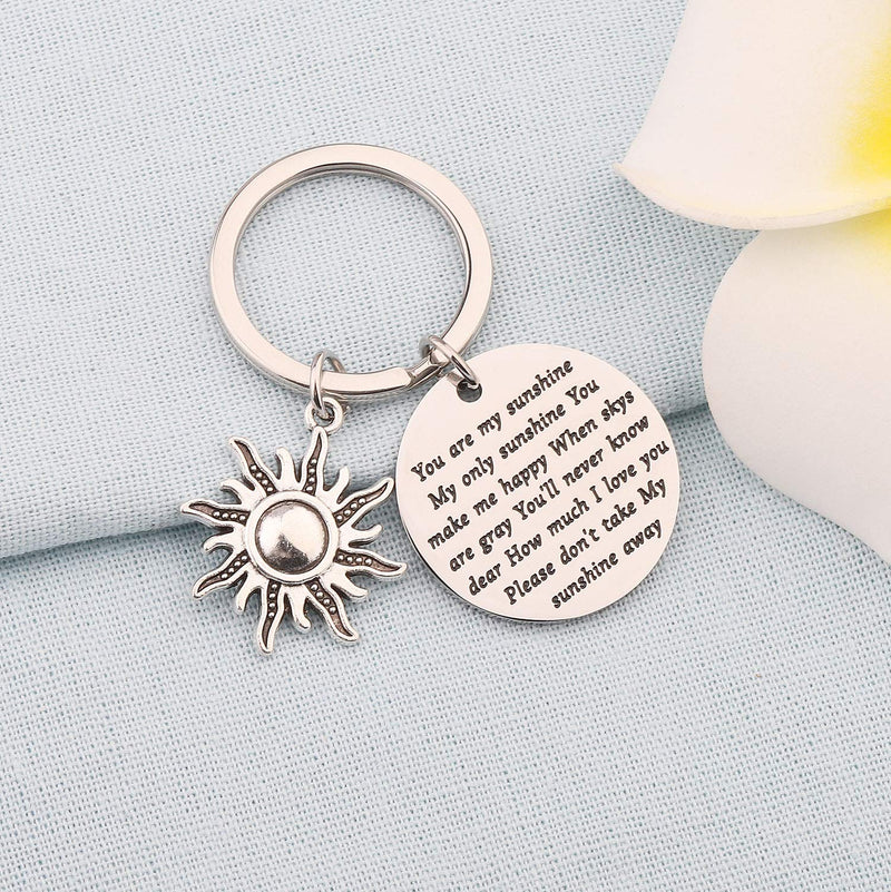 [Australia] - bobauna You are My Sunshine My Only Sunshine Keychain Inspirational Jewelry Sunshine Saying Gift For Couple Friend Family 