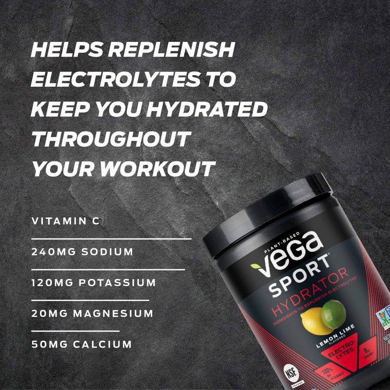 [Australia] - Vega Sport Hydrator, Electrolyte Powder, Lemon Lime, Post Workout Recovery Drink for Women and Men, Vitamin C, Vegan, Keto, Sugar Free, Dairy Free, Gluten Free, Non GMO (50 Servings) 4.9 Ounce (Pack of 1) 