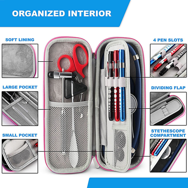 [Australia] - Primacare KB-9397-PK Stethoscope Case, Supplies Included, Pink with Multiple Compartments, Portable and Lightweight First Aid Kit Bag with Vital Medical Supplies, Nursing Accessories for Nurses 