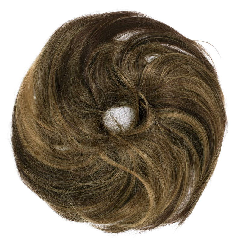 [Australia] - PRETTYSHOP Hairpiece Scrunchie Bun Up Do | Ponytail Extensions | Wavy Curly or Messy (Auburn Brown Blonde Mix #32H26 G40B) Auburn / Dark Blonde Mix #32h26 G40b 