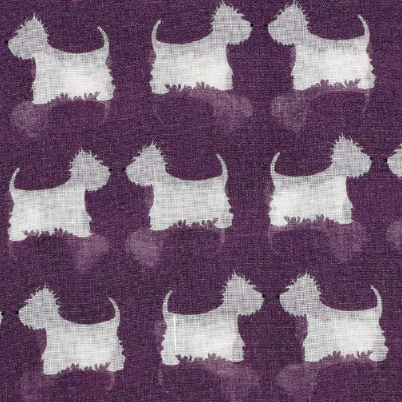 [Australia] - LilyRosa® Grey Dog Scarf, Scottie Westie Highland White Dogs Print Navy Blue Red Purple Scarf Wrap Shawl 