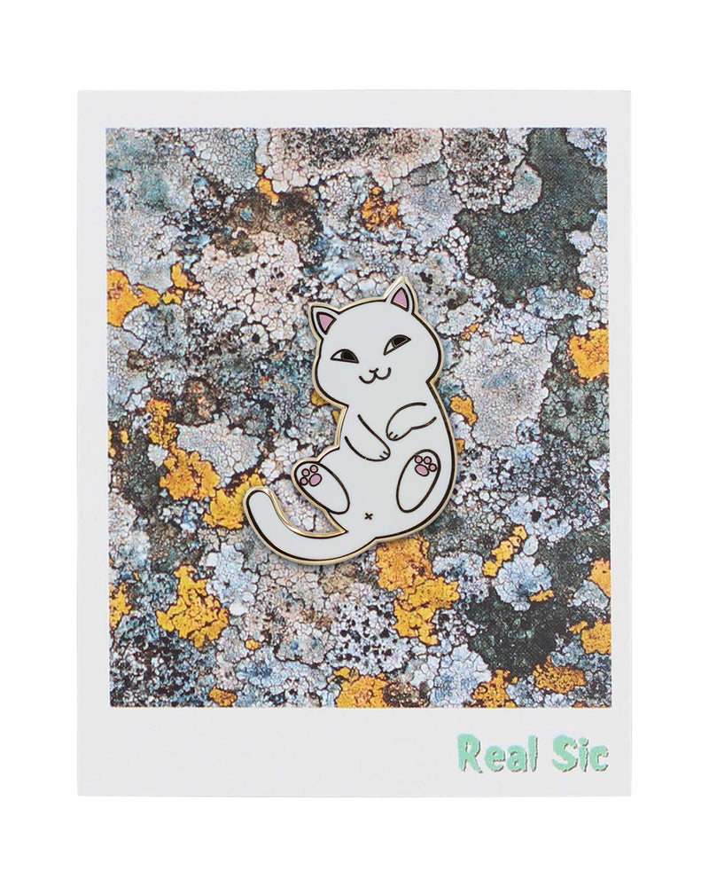 [Australia] - REAL SIC Playful Cat Enamel Pin - Cute & Funny Cat Lapel Pin in Different Colors for Jackets, Backpacks, Tops, Bags & Hats White 