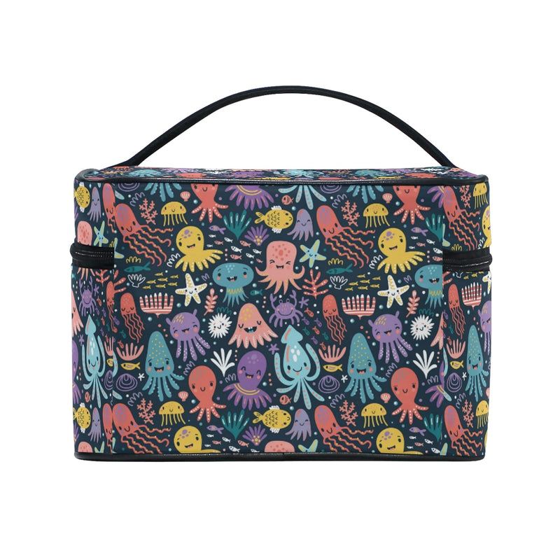 [Australia] - Makeup Bag, Funny Octopus Print Cosmetic Toiletry Storage Organiser Case Large Travel Handle Personalised Pouch with Compartments for Teenage Girls Women Lady Colour 011 