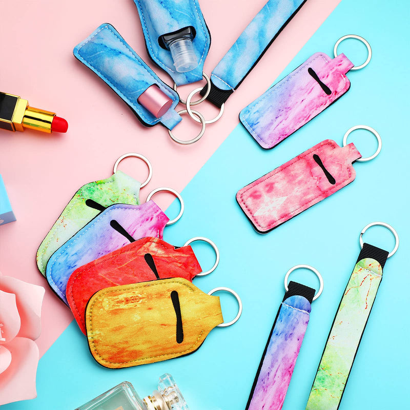 [Australia] - 40 Pieces Marble Travel Bottle Holders Chapstick Keychain Bright Pattern 