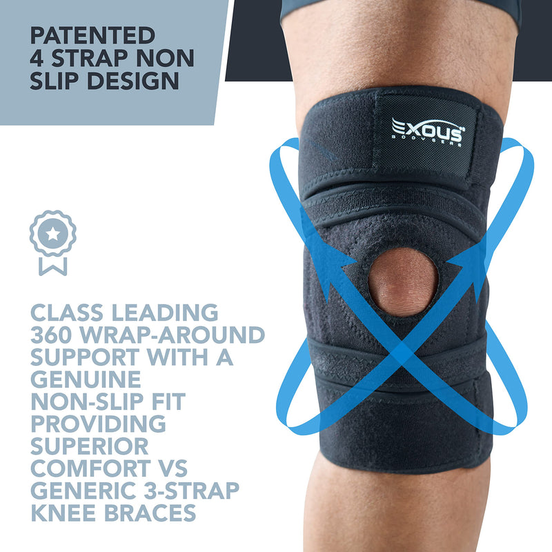[Australia] - Knee Brace Support For Knee Pain Non Slip Fit 4-Way Adjstable Wrap Around Compression Patellar - Side Stabilizing For Mensicus Tear LCL, MCL, ACL Arthritis ligament injury Mens Womens 