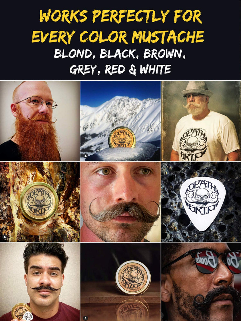 [Australia] - Extra Strong Mustache Wax Death Grip 1 oz Tin and Strong Hold Sudden Death 1 oz Tin Mens Combo Kit - Grooming For Men Handlebar Moustache & Beard Wax Tin… Death Grip Extra Strong Hold and Sudden Death Strong Hold Mustache Wax Set 