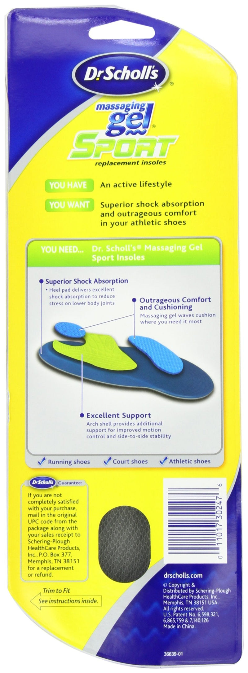 [Australia] - Dr. Scholl's Massaging Gel Sport Replacement Insoles (Women's Sizes 6-10) 1-Pair 
