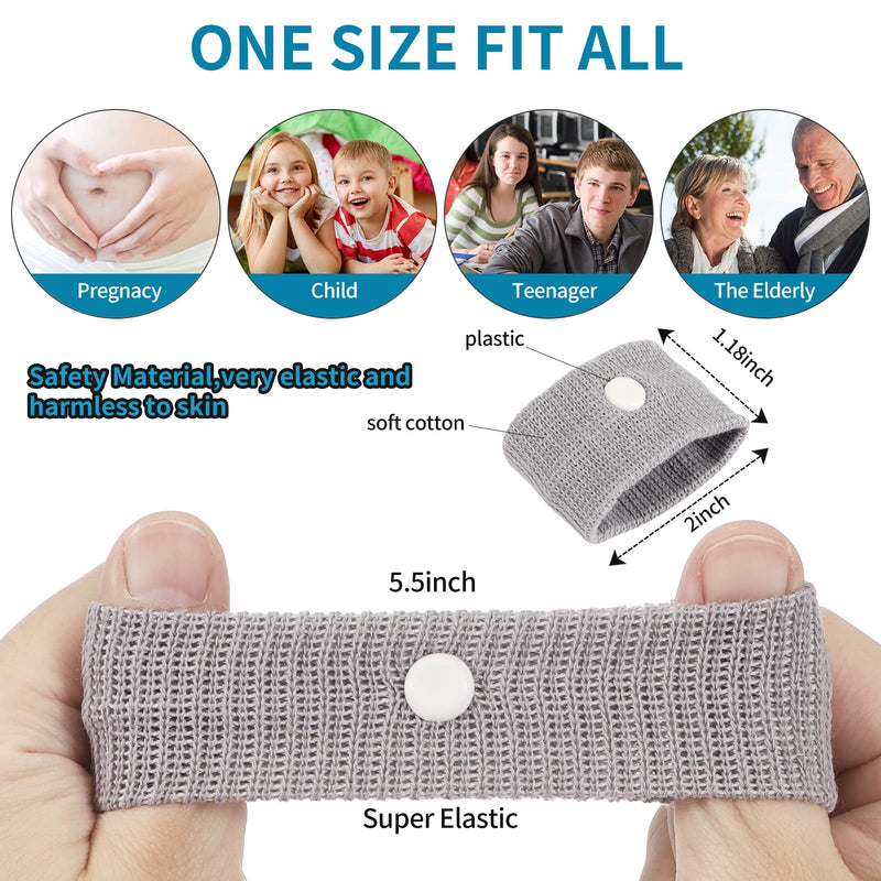 [Australia] - Motion Sickness Wristbands Natural Nausea Relief Bands for Adults Anti-Nausea Wristbands for Car Sea Sickness 1 Pair Grey 