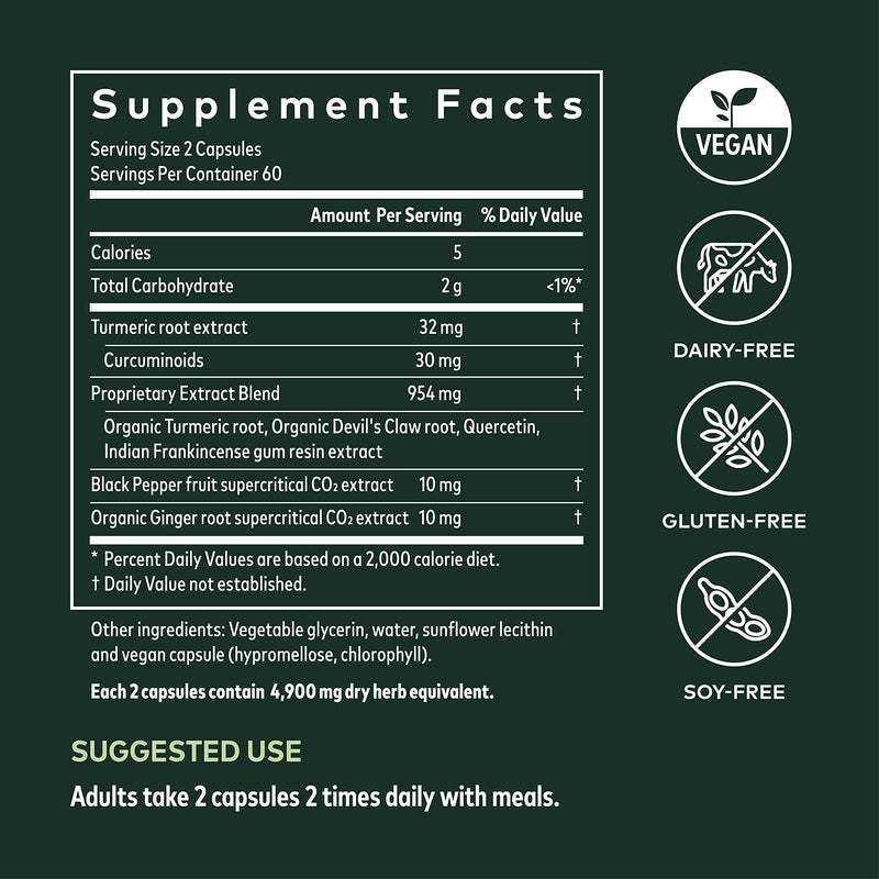 [Australia] - Gaia Herbs Turmeric Supreme Joint Health - Joint Support & Anti-Inflammatory Supplement - with Quercetin, Black Pepper, Boswellia, Ginger Root & More - 120 Liquid Phyto-Capsules (30-Day Supply) 