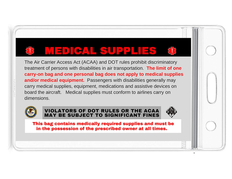 [Australia] - Insulin - Diabetic Supplies Medical Alert Equipment Luggage Tag - Handle with Care, DOT and ACAA regulations (MELT-119) Quantity (3) 3 