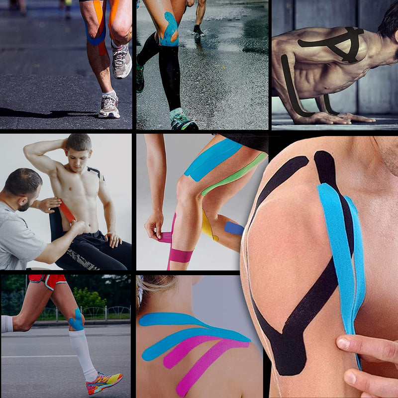 [Australia] - EVERLIT [4-Pack] Pre-Cut Elastic Cotton Kinesiology Therapeutic Athletic Sports Tape, for Pain Relief and Support, 80 Precut 10” Strips (Pink) Pink 