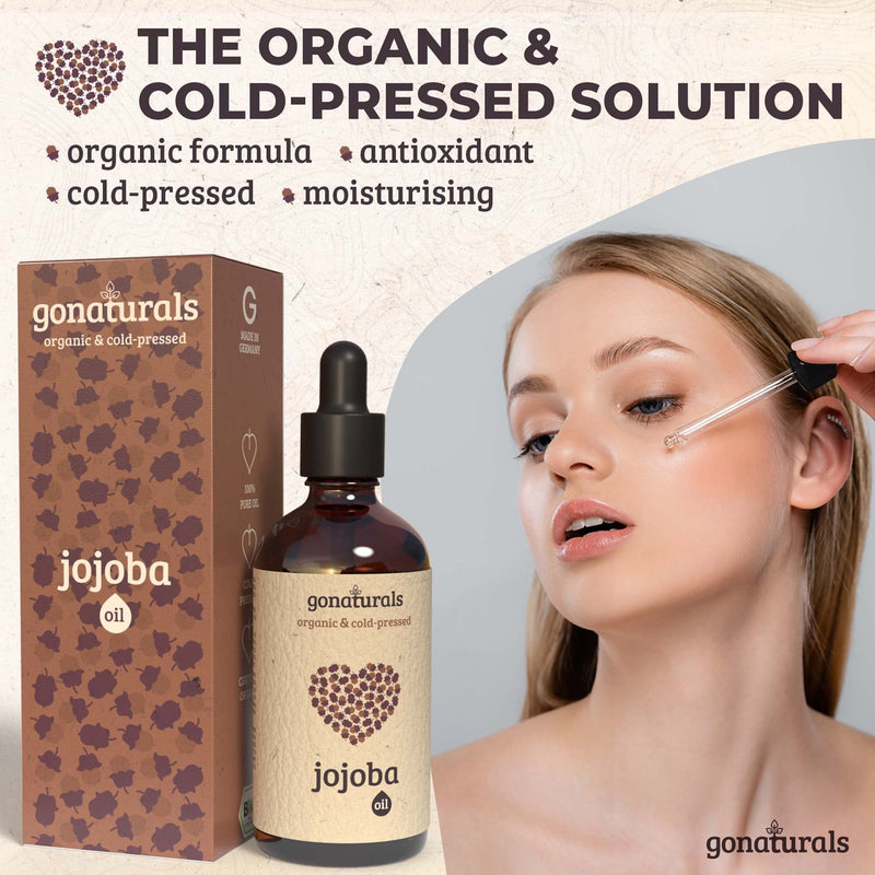 [Australia] - GONATURALS Organic Jojoba Oil for Skin & Hair Care - A Skin Care Face Oil & Organic Hair Oil Serving as A Face Moisturiser & Body Moisturiser - A Pure Jojoba Oil Organic Cold Pressed Formula, 50ml 
