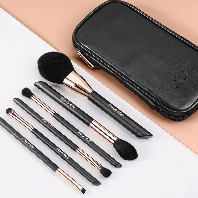 [Australia] - Makeup Brush Set, 6PCs Premium Synthetic Makeup Brushes with Bag Blending Face Powder Blush Concealers Eye Shadows Blush Professional Make Up Brushes (Rose Golden) 