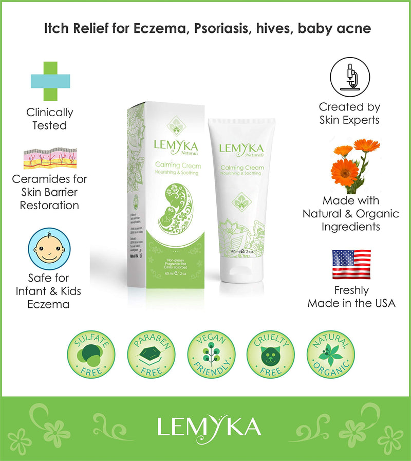 [Australia] - Eczema cream for dry itchy skin, LEMYKA 10X organic plant actives & ceramides for atopic dermatitis, face & eyelid rash, hives - Fast relief for baby, kids and adults 
