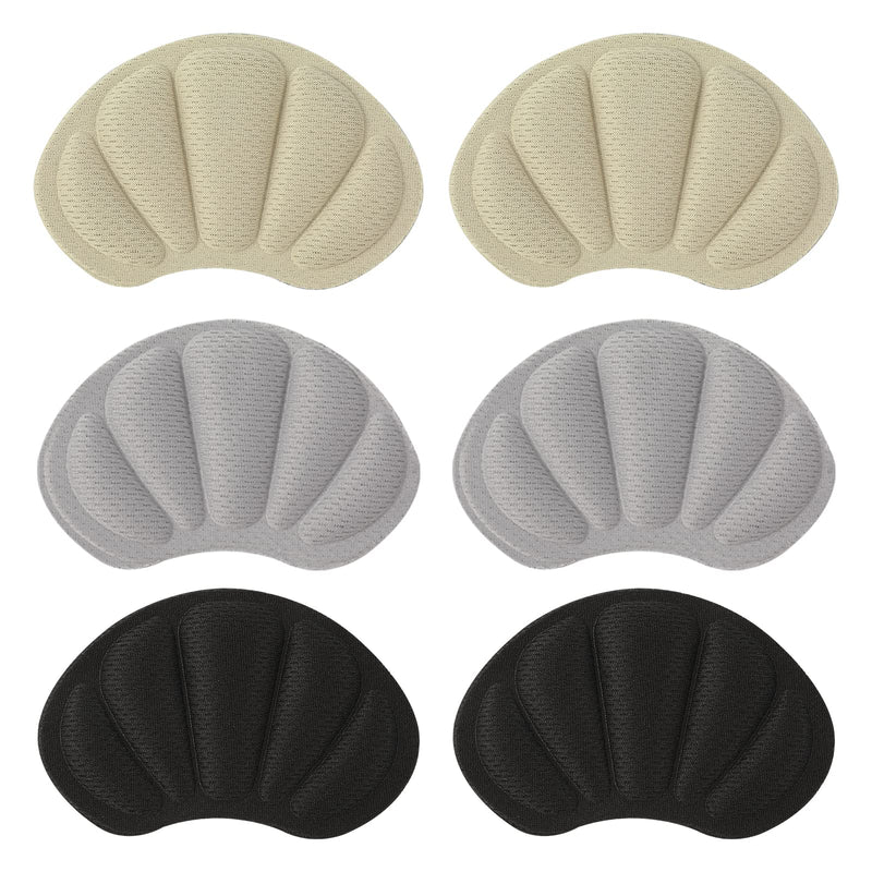 [Australia] - 6pcs Sponge Heel Sticker Comfortable Sponge Heel Pad Self-Adhesive Shoe Protector Heel Grip, Suitable for Most Shoes for Women and Men (Beige, Black, Grey) 