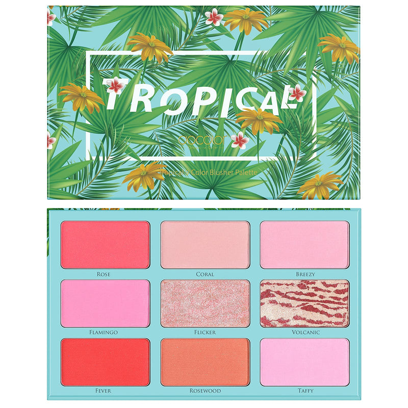 [Australia] - Docolor Blush Palette,9 Colors Tropiacal Blush Makeup Palette Matte Powder Bright Shimmer Face Bronzer Blush,Natural Color & Highlight for All Skin Tones,Cruelty-free Glow Waterproof for Face Blusher 