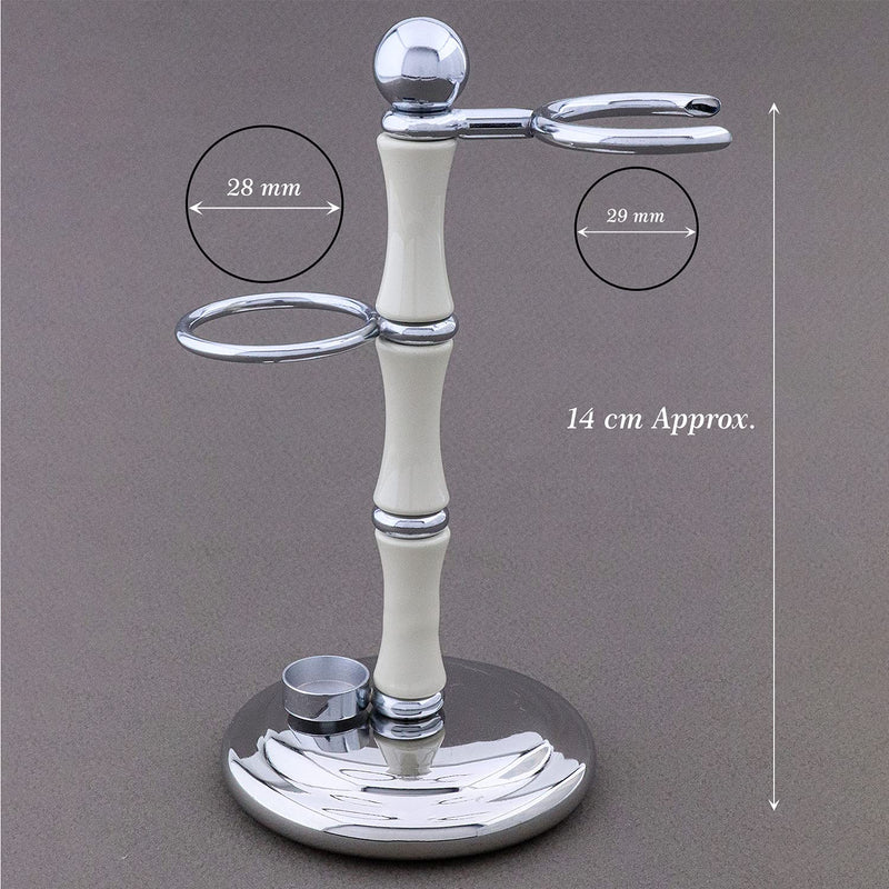 [Australia] - Haryali London Sustainable 2 in 1 Shaving Brush & Razor Stand Holder, Non-Rustic, Stainless Steel, Zero Waste, Ivory Resin Finish, 1 g 