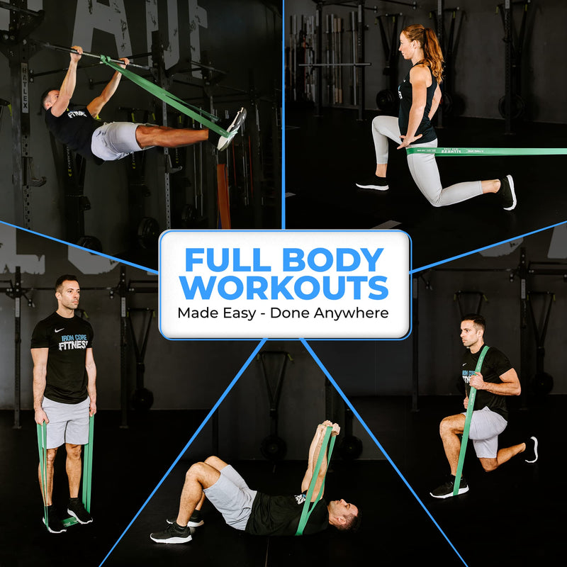 [Australia] - Iron Core Fitness Resistance Bands for Pull Up Assist- Strength Power Flexibility Training at Home or Gym. Ebooks and Workout Chart Included. #5 Green 