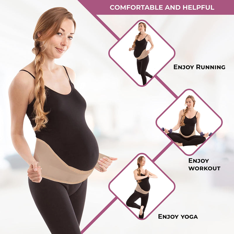 [Australia] - GABRIALLA Elastic Maternity Support Belt, Prevent Lower Back Pain and Stretch Marks, Lightweight Pregnancy Belly Band, Best Belly Band for Running and Exercising Moms, MS-96 B S Beige Small 