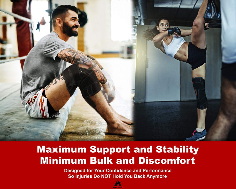 [Australia] - Hinged Knee Brace Support with Strap & Side Patella Stabilizers for Protection & Pain Relief for Arthritis, Meniscus Tear, ACL, MCL - Sports Compression Wrap for Running & Recovery - Men & Women L 