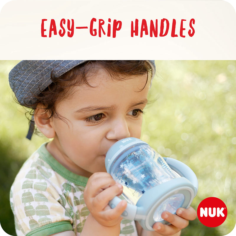 [Australia] - NUK First Choice Learner Cup Sippy Cup | 6-18 Months | Leak-Proof Silicone Spout | Anti-Colic Vent | BPA-Free | 150ml White (Boats) Temperature Control 