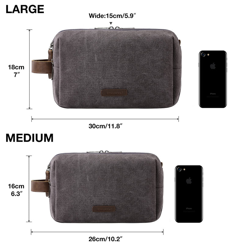 [Australia] - Toiletry Bag for Men, BAGSMART Travel Toiletry Organizer Dopp Kit Water-resistant Shaving Bag for Toiletries Accessories (Large Grey) Large 