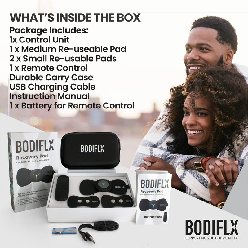 [Australia] - BODIFLX Recovery Pad - Wireless EMS Muscle Stimulator - Targeted Pain Relief for Back, Muscle Pain, Sciatica, Neck, Knee, Arthritis, Stressed & Sore Muscles 