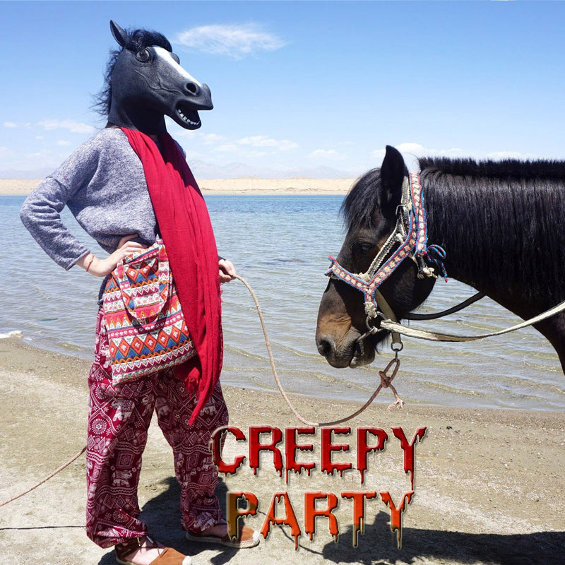 [Australia] - Horse Mask Party Dress Up Horse Head Latex Masks for Adults Men Masquerade Black 