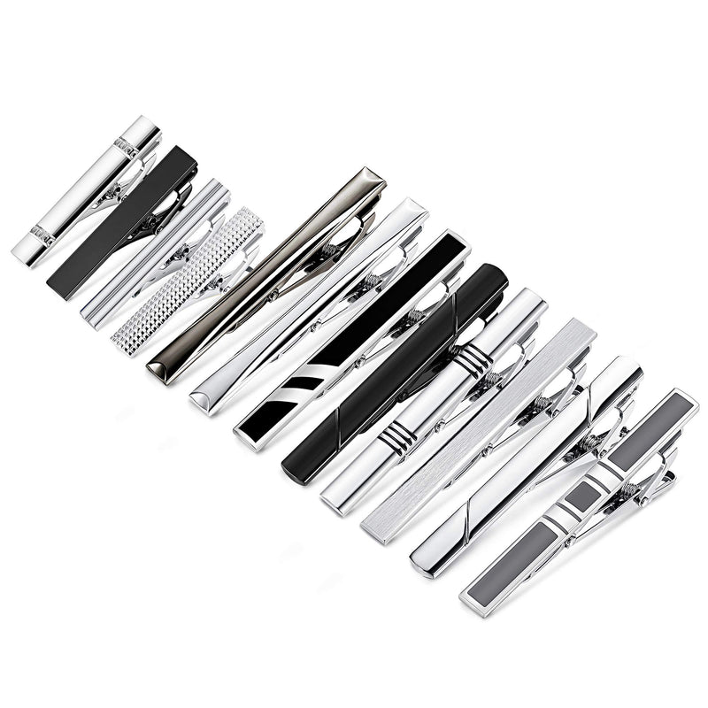 [Australia] - LOYALLOOK 12Pcs Tie Clips Set for Men Tie Clips Bar Pin Variety Set for Regular Skinny Ties Necktie Wedding Business Mens Gifts B(8pcs Regular+4pcs skinny) 