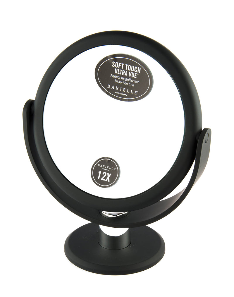 [Australia] - Danielle Two-Sided Makeup Mirror, 12X Magnification, Soft Touch - Midnight Matte 