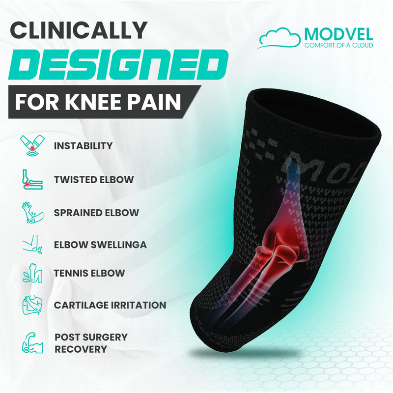 [Australia] - MODVEL [2 Pack] Elbow Brace - Compression Support Sleeve for Joint Pain Relief, Recovery, Tendonitis, Tennis & Golfer's Elbow - Workout & Weightlifting Arm Wrap - For Men & Women. (Black) Black Large 