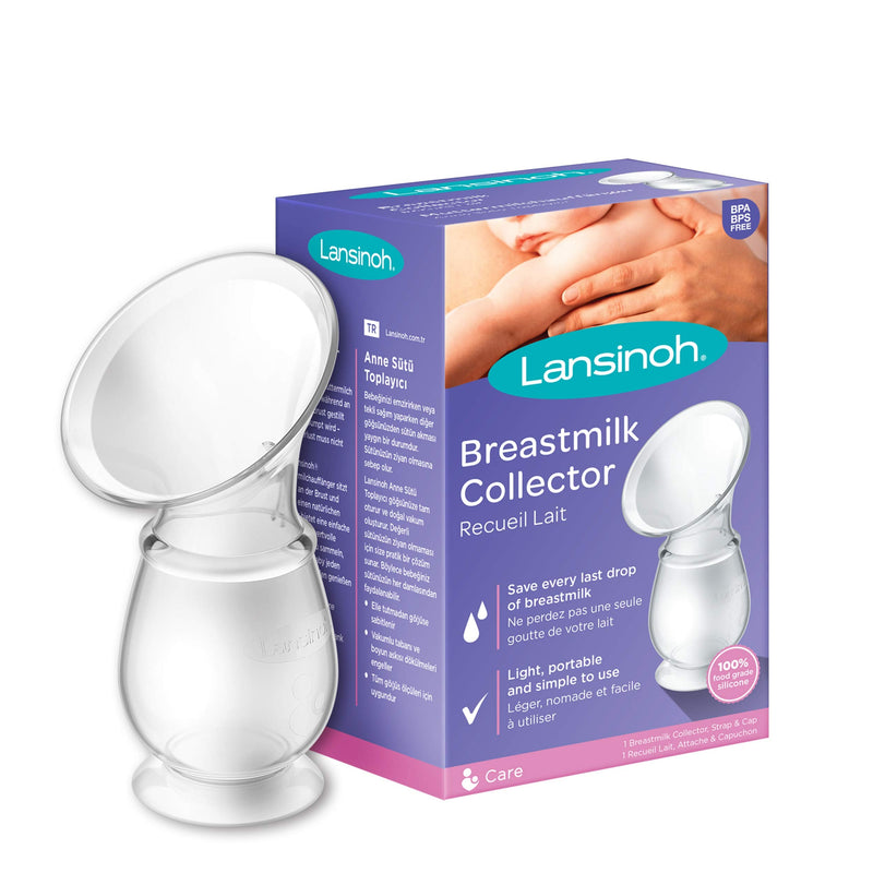 [Australia] - Lansinoh Breastmilk Collector Breastpump for Excess Breast Milk from Breastfeeding Mums BPA BPS Free 100% Silicone with Lid & Neck Strap, Transparent 