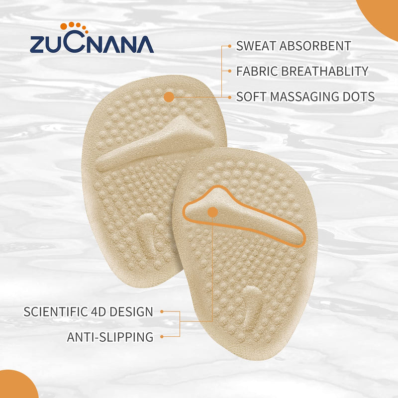 [Australia] - (12 Pieces) Metatarsal Pads for Women | Ball of Foot Cushions for Pain Relief | Reusable Shoe Inserts for Women | Anti-Slip High Heel Inserts Best for Neuroma and Callus | One Size Fits All Beige + Black + Clear 