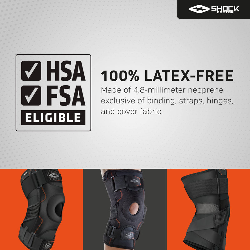 [Australia] - Shock Doctor 872 Knee Brace, Knee Support for Stability, ACL/PCL Injuries, Patella Support, Prevent Hyperextension, Meniscus Injuries, Ligament Sprains for Men & Women, Sold as Single Unit (1) Medium 