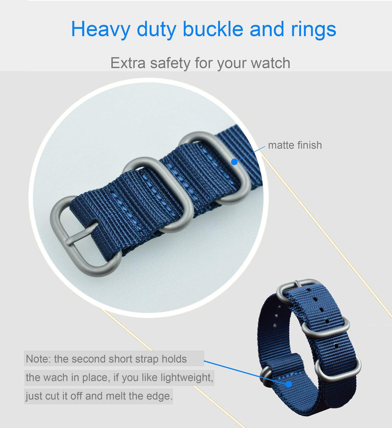 [Australia] - MZBUTIQ Men's Nylon Watch Band Strap Replacement(18 19 20 21 22 23 24 25 26 28mm) 28mm-wrist size(16.5-22cm) Blue 
