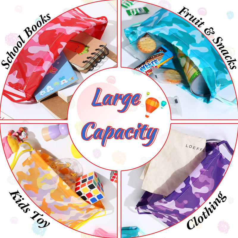 [Australia] - Weewooday 16 Pack Camouflage Drawstring Bags Party Favors for Kids Bag Colorful String Favor Small Cinch Loot and Goodie Candy Snacks Toy Storage Travel Camping Sport Backpack 