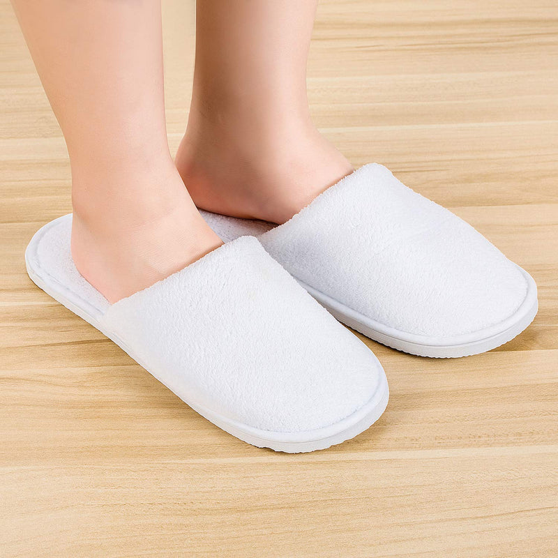 [Australia] - echoapple 5 Pairs of Deluxe Closed Toe White Slippers for Spa, Party Guest, Hotel and Travel (Medium, White-5 Pairs) 4-7 Women/5-7 Men 