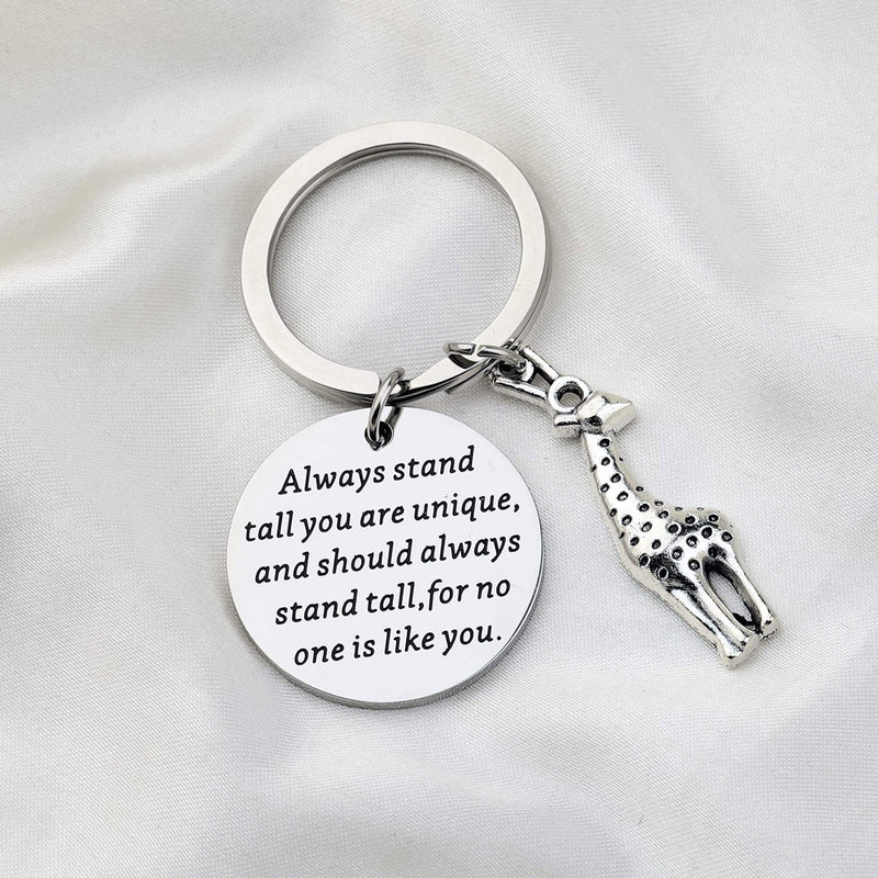 [Australia] - WSNANG Giraffe Keychain Always Stand Tall You are Unique Keychain Giraffe Jewelry Inspirational Quotes Giraffe Gifts for Giraffe Lovers 