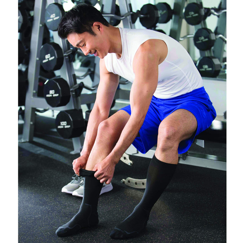 [Australia] - Copper Fit Energy Unisex Crew Length Compression Socks Large-X-Large Black 