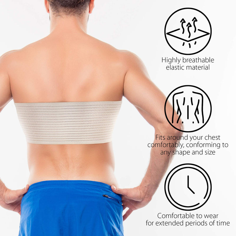 [Australia] - ORTONYX 6.25" Broken Rib Brace Unisex - Elastic Chest Wrap Comppression Support Belt - Rehabilitation of Cracked, Fractured, Dislocated Ribs Post-Surgery Aid Plus Size 3XL Beige / ACOX5226-BG-3XL 3X-Large (Pack of 1) 
