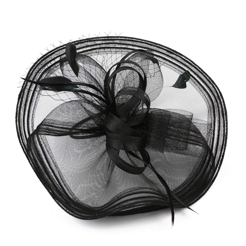 [Australia] - SLSHJY Fascinators Hats Tea Party Headwear Kentucky Derby Hats Wedding Cocktail Mesh Flower Hair Clip for Women D-black 