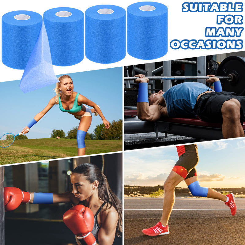 [Australia] - 4 Pieces Foam Underwrap Athletic Foam Tape Sports Pre Wrap Athletic Tape for Ankles Wrists Hands and Knees(Blue,2.75 Inches x 30 Yards) Blue 2.75 Inch x 30 Yards 