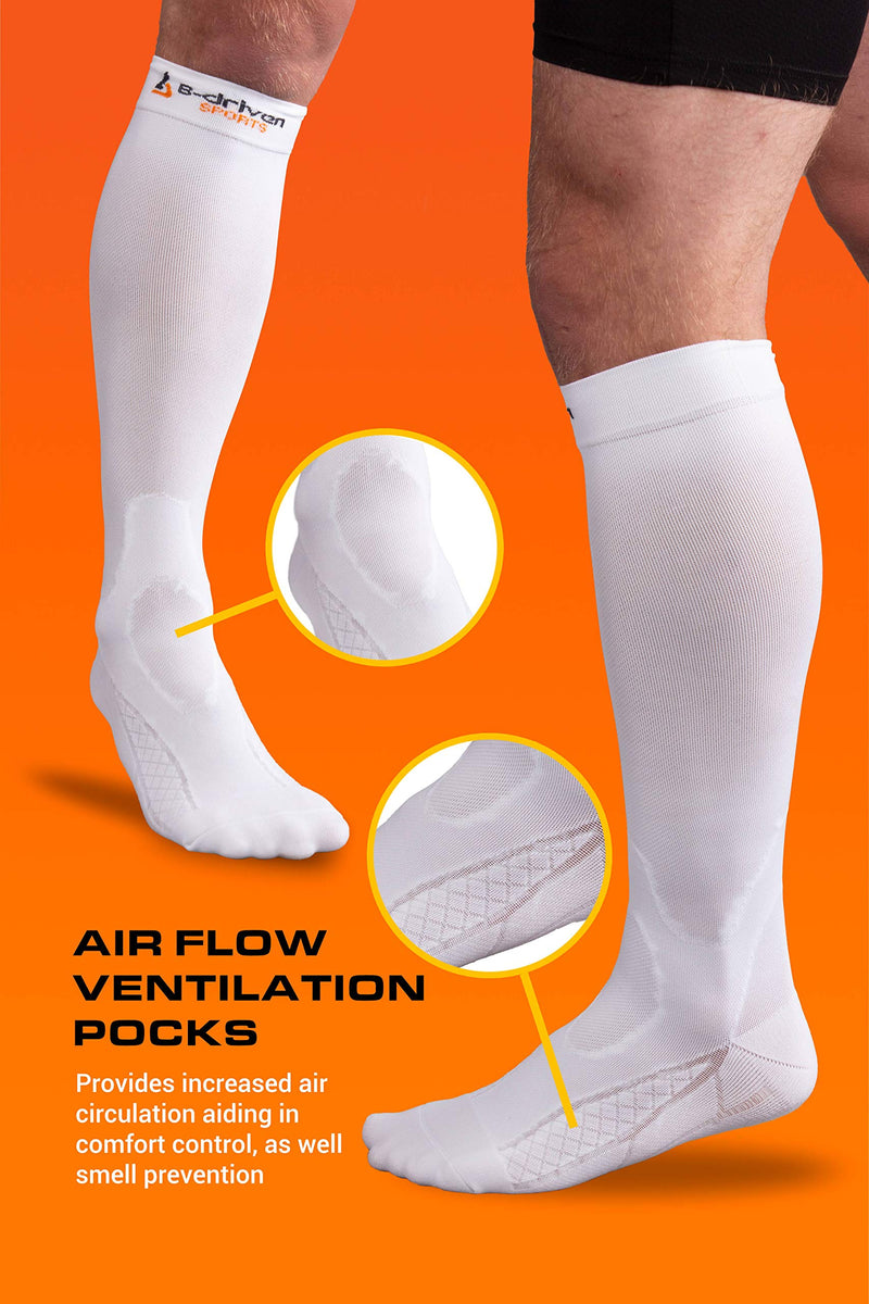 [Australia] - Medical Grade 20-30mmHG Compression Socks Women, Men - Graduated Compression Stockings for Circulation Support White (3 pair) XX-Large 
