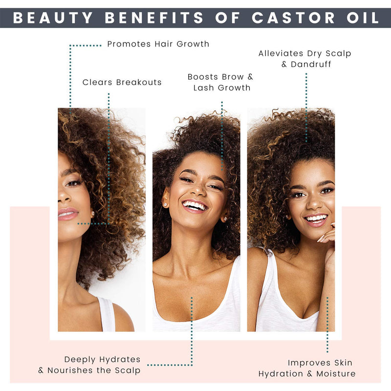 [Australia] - Castor Oil for Eyelashes and Eyebrows - USDA Certified Organic Castor Oil for Hair Growth - Cold-Pressed & Unrefined - Hair Growth Oil & Eyelash Growth Serum (Includes Applicators) | BeautiBe 