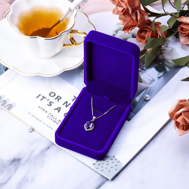 [Australia] - Velvet Pendant Necklace Boxes Jewelry Case Royal Blue Gift Box for Birthday Wedding Mother's Day Graduation Gifts (4 Pieces) 4 